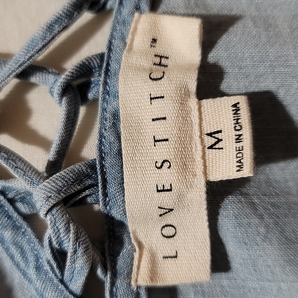 COPY - LOVE STITCH TANK TOP CRISS CROSS SLEEVELESS HIGH NECK BLUE WOMENS MEDIUM… - Picture 10 of 12